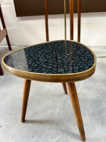 Mid 20th Century Side Table / Plant Table With Faux Tile Laminate Top