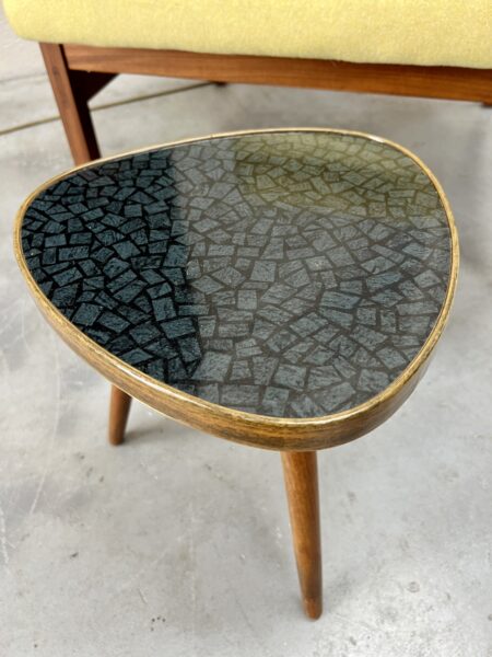 Mid 20th Century Side Table / Plant Table With Faux Tile Laminate Top