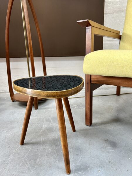 Mid 20th Century Side Table / Plant Table With Faux Tile Laminate Top