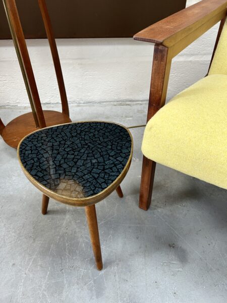 Mid 20th Century Side Table / Plant Table With Faux Tile Laminate Top