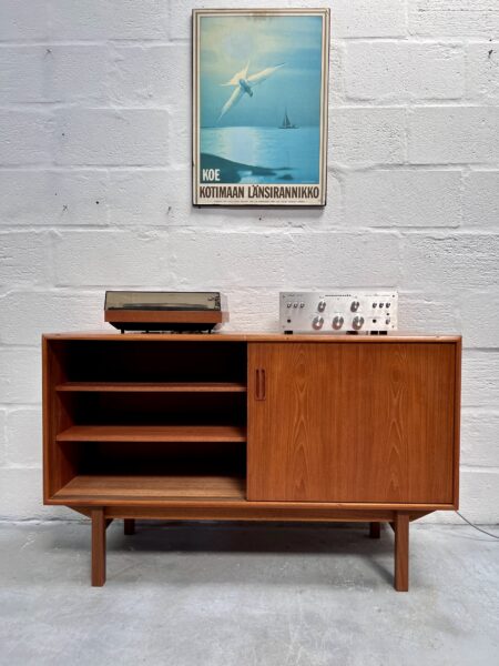 Mid Century Teak Sliding Door Compact Sideboard