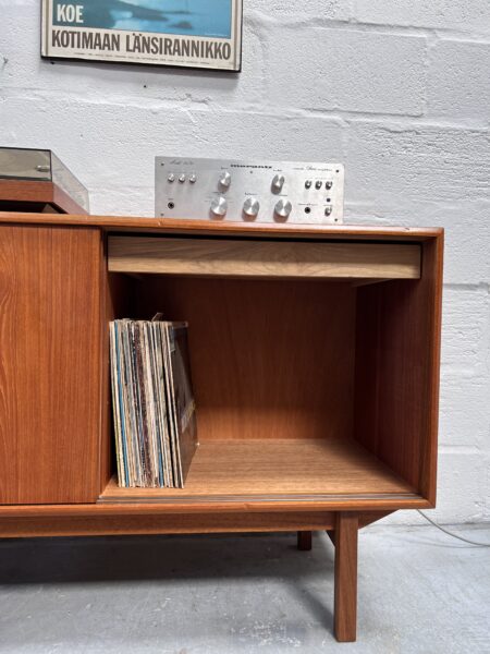 Mid Century Teak Sliding Door Compact Sideboard