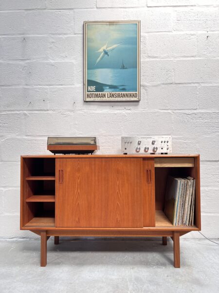 Mid Century Teak Sliding Door Compact Sideboard