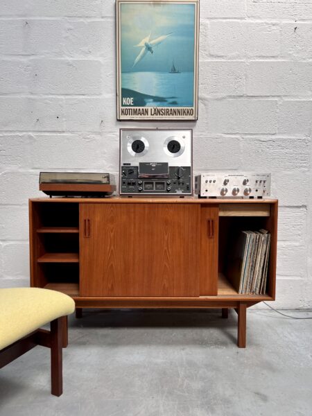 Mid Century Teak Sliding Door Compact Sideboard