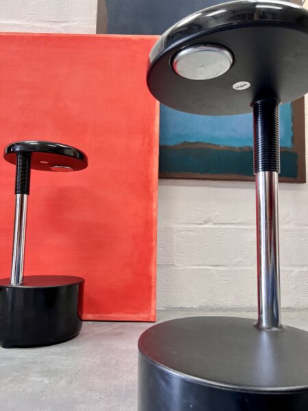 Pair of Roberto Lucci and Paolo Orlandini for Velca Legnan Italian Black Golf Stools