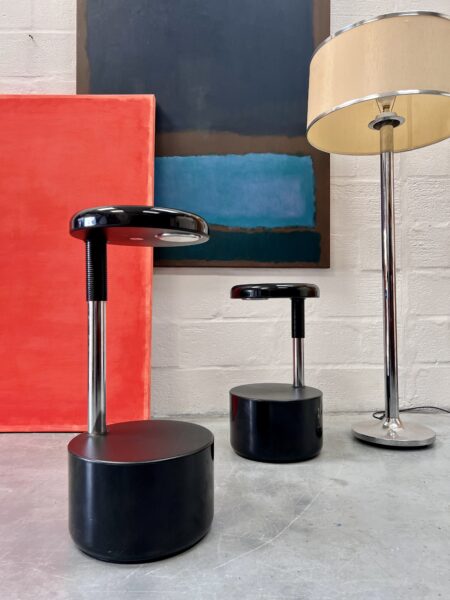 Pair of Roberto Lucci and Paolo Orlandini for Velca Legnan Italian Black Golf Stools