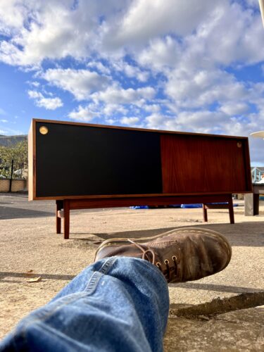 Mid Century Robin Day Rosewood & Faux Leather Sideboard, 1950s