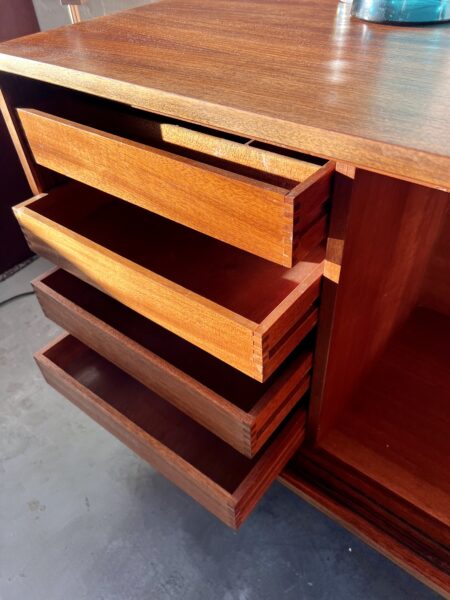 Mid Century Robin Day Rosewood & Faux Leather Sideboard, 1950s