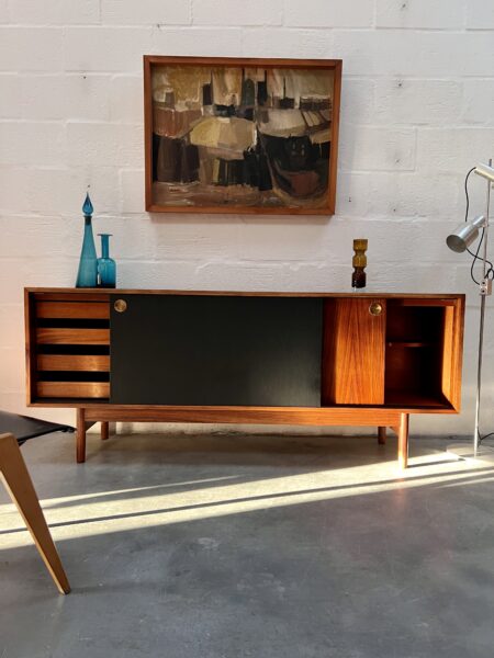 Mid Century Robin Day Rosewood & Faux Leather Sideboard, 1950s