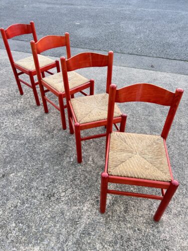 Set of 4 Vintage Habitat Rush Seat Dining Chairs