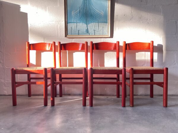 Set of 4 Vintage Habitat Rush Seat Dining Chairs