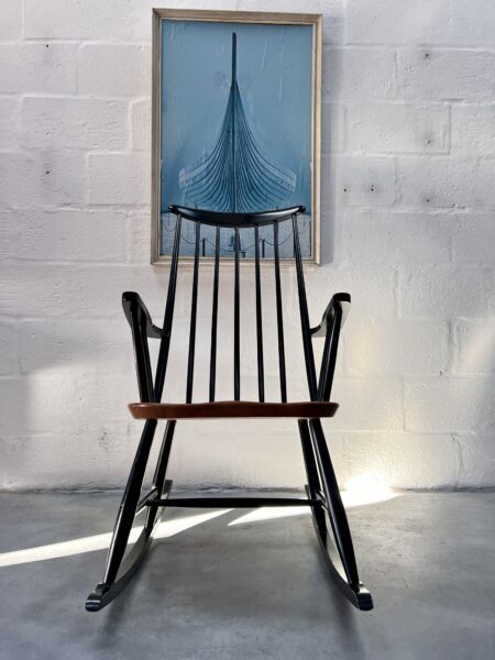 Mid Century Rocking Chair by Finnish Designer Ilmari Tapiovaara