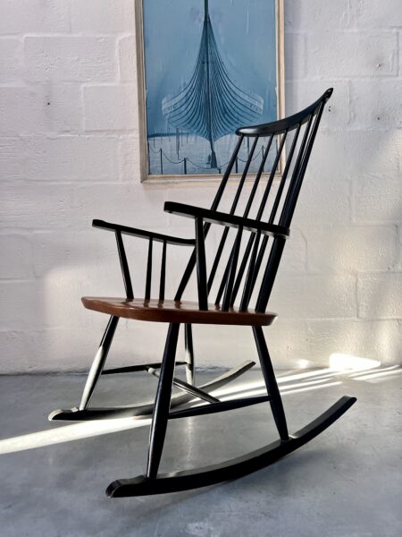 Mid Century Rocking Chair by Finnish Designer Ilmari Tapiovaara