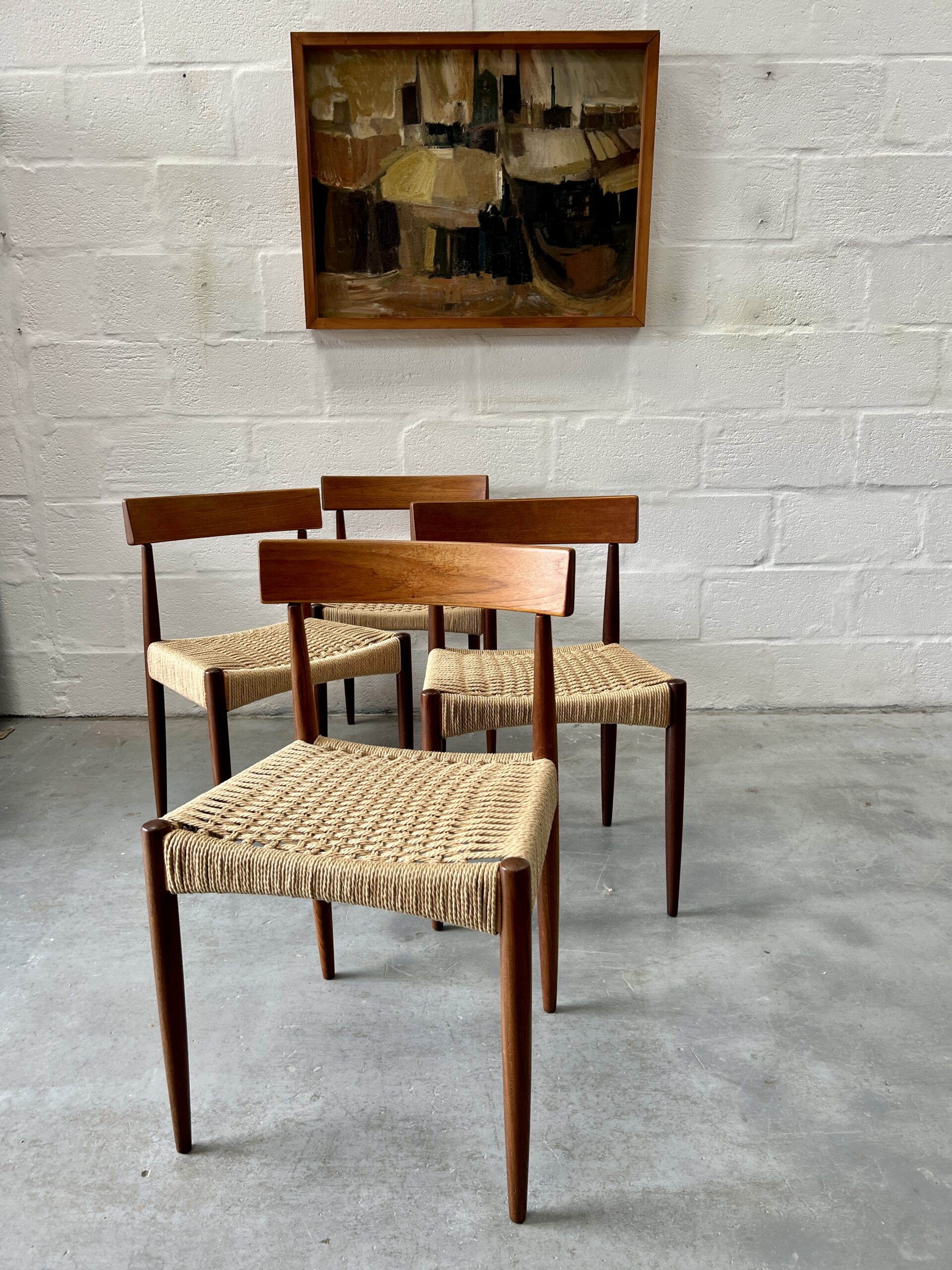 4 x Vintage Danish Arne Hovmand Olsen Dining Chairs