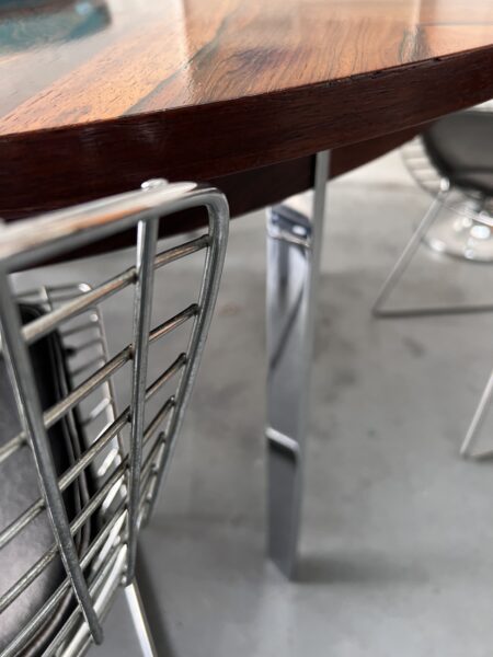 1960s Merrow Associates Rosewood and Chrome Circular Dining Table