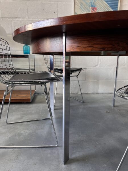 1960s Merrow Associates Rosewood and Chrome Circular Dining Table