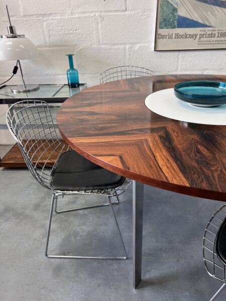 1960s Merrow Associates Rosewood and Chrome Circular Dining Table