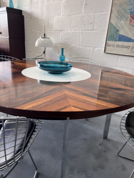 1960s Merrow Associates Rosewood and Chrome Circular Dining Table