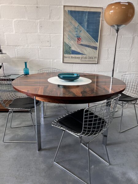 1960s Merrow Associates Rosewood and Chrome Circular Dining Table