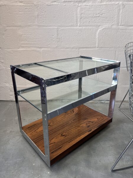 1970s Merrow Associates Rosewood & Chrome Drinks Trolley By Richard Young