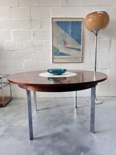 1960s Merrow Associates Rosewood and Chrome Circular Dining Table