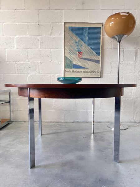 1960s Merrow Associates Rosewood and Chrome Circular Dining Table