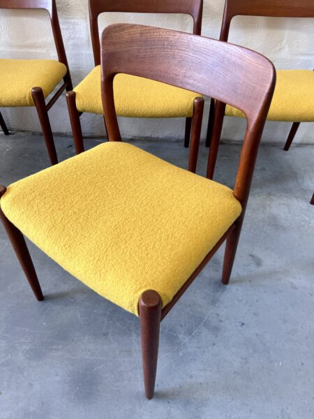 Four Mid Century Danish Model 75 Upholstered Dining Chairs By Niels Otto Møller for JL Møllers Møbelfabrik 