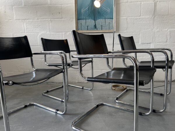 4 x Vintage Leather Cantilever Chairs