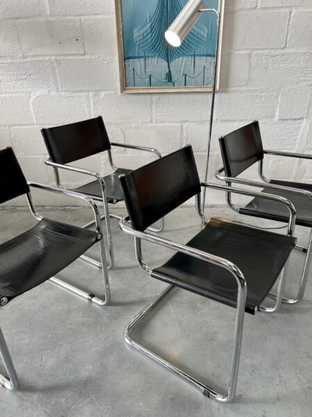 4 x Vintage Leather Cantilever Chairs