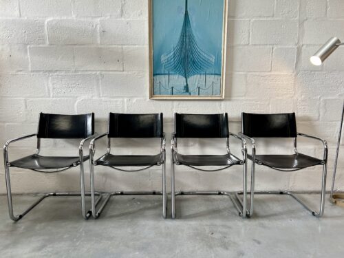 4 x Vintage Leather Cantilever Chairs