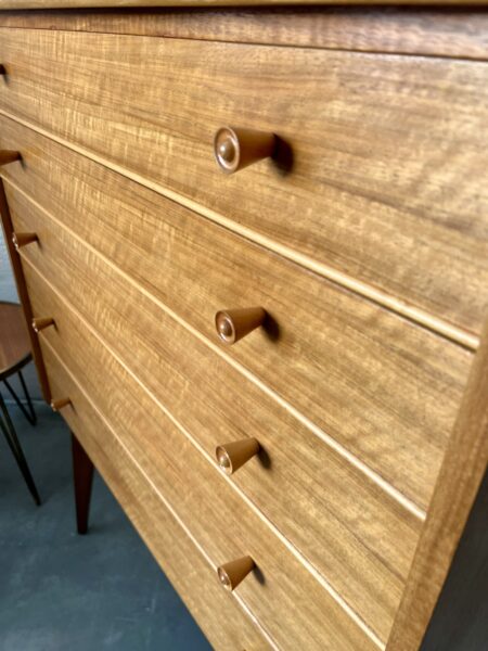 Vintage Pair of 1950s Alfred Cox Walnut Chest of Drawers