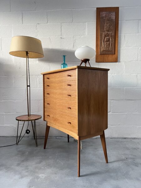 Vintage Pair of 1950s Alfred Cox Walnut Chest of Drawers