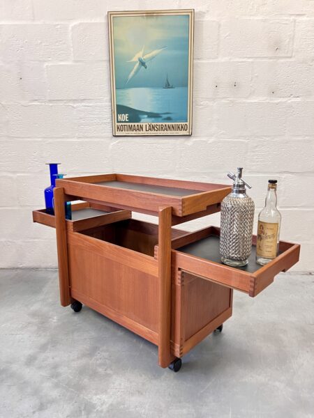 Vintage 1960s Teak Danish Drinks / Cocktail Trolley