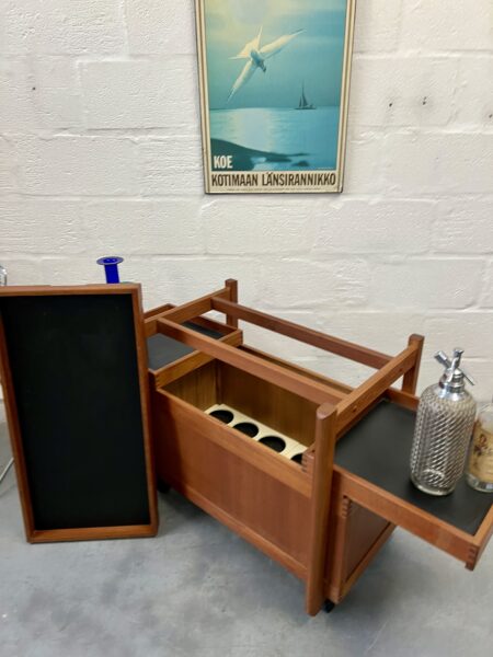 Vintage 1960s Teak Danish Drinks / Cocktail Trolley