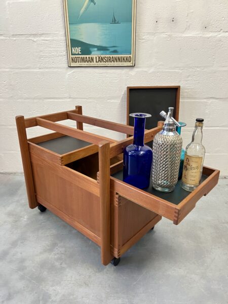 Vintage 1960s Teak Danish Drinks / Cocktail Trolley