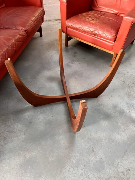 Mid Century Glass and Teak Circular Round Coffee Table