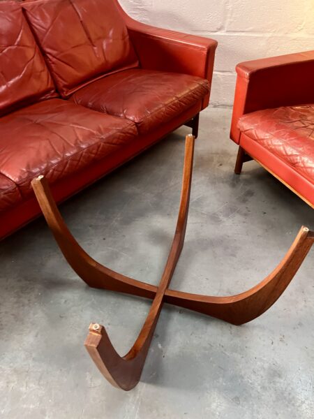 Mid Century Glass and Teak Circular Round Coffee Table