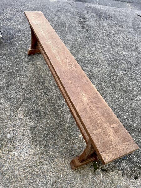 Early 20th Century Solid Oak Bench in Arts & Crafts Style 