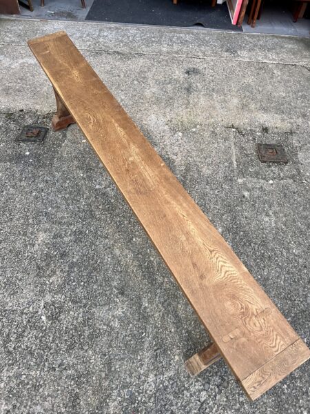 Early 20th Century Solid Oak Bench in Arts & Crafts Style 