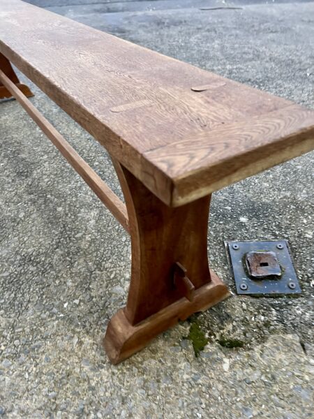 Early 20th Century Solid Oak Bench in Arts & Crafts Style 