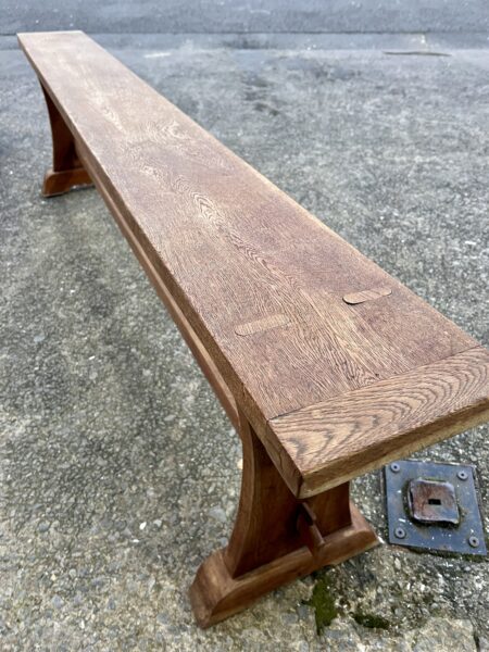 Early 20th Century Solid Oak Bench in Arts & Crafts Style 