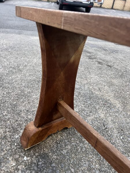 Early 20th Century Solid Oak Bench in Arts & Crafts Style 