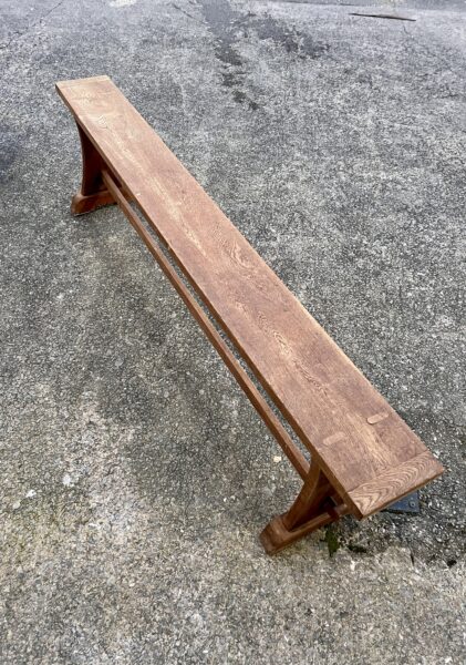 Early 20th Century Solid Oak Bench in Arts & Crafts Style 