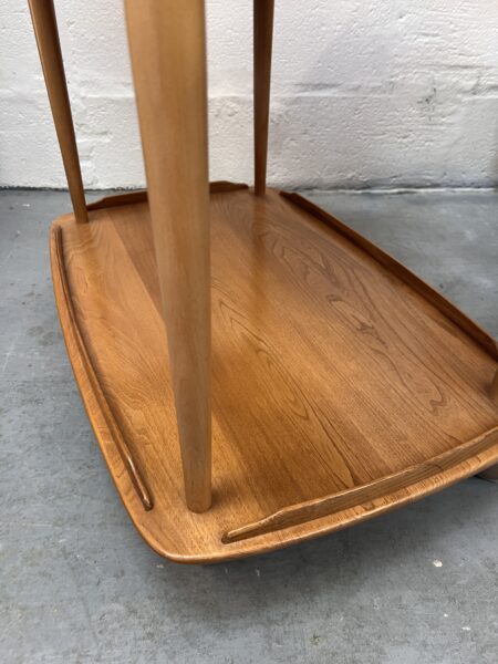 1980s Ercol 458 Windsor Elm & Beech Blond 3 Tier Hostess Drinks Trolley