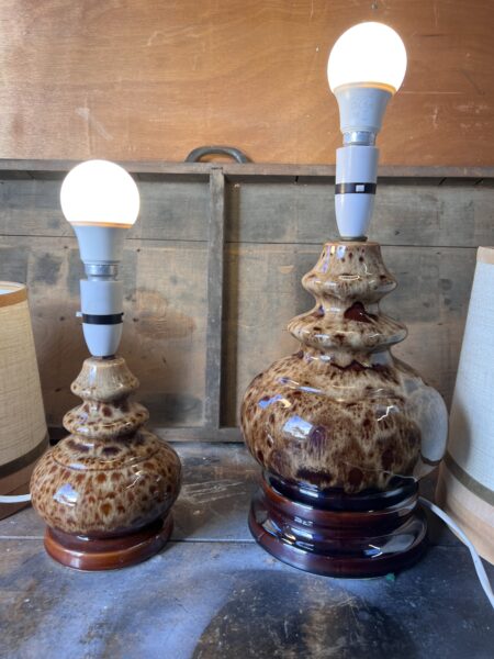 Mid Century Pair of Fat Lava German Table Lamps