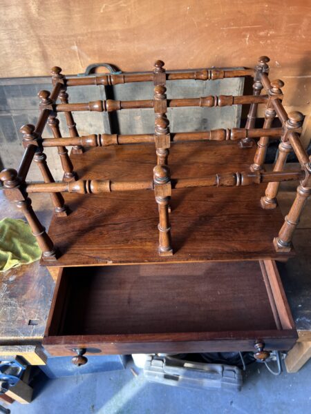 Antique Victorian Quality Figured Walnut Canterbury Paperack 