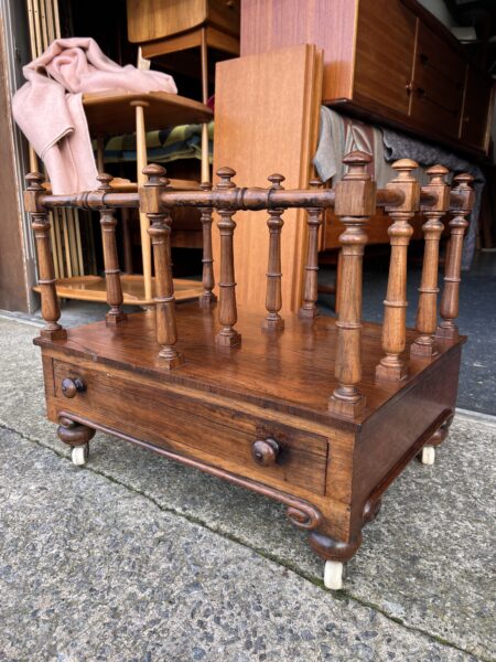 Antique Victorian Quality Figured Walnut Canterbury Paperack 