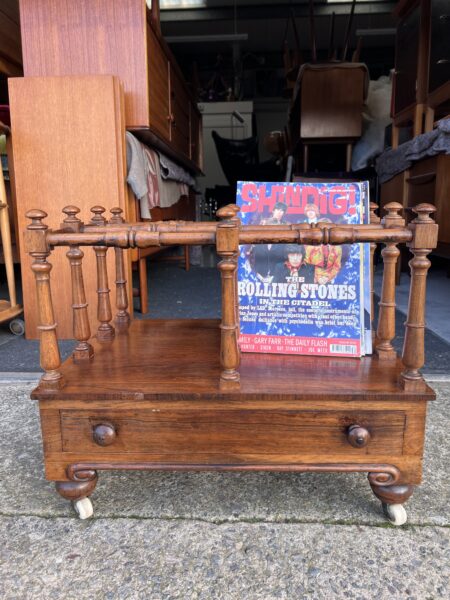 Antique Victorian Quality Figured Walnut Canterbury Paperack 