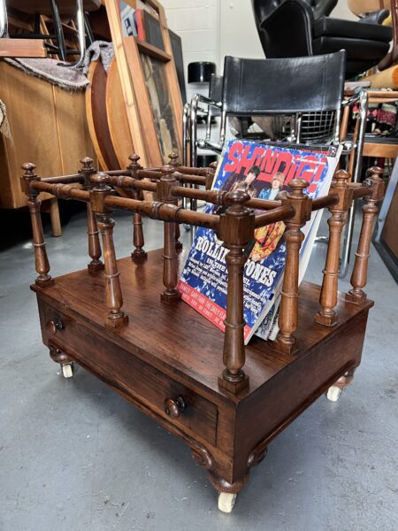 Antique Victorian Quality Figured Walnut Canterbury Paperack 