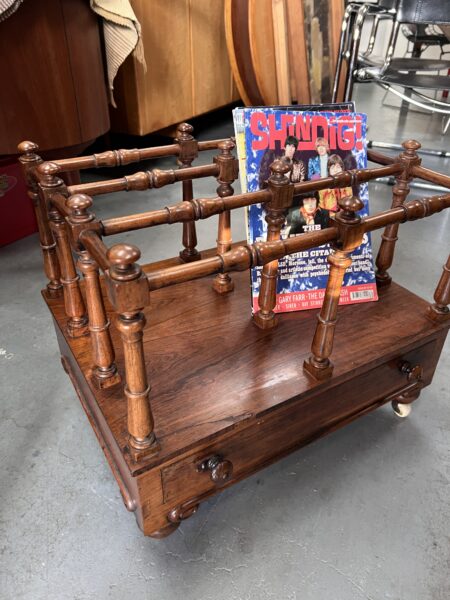 Antique Victorian Quality Figured Walnut Canterbury Paperack 